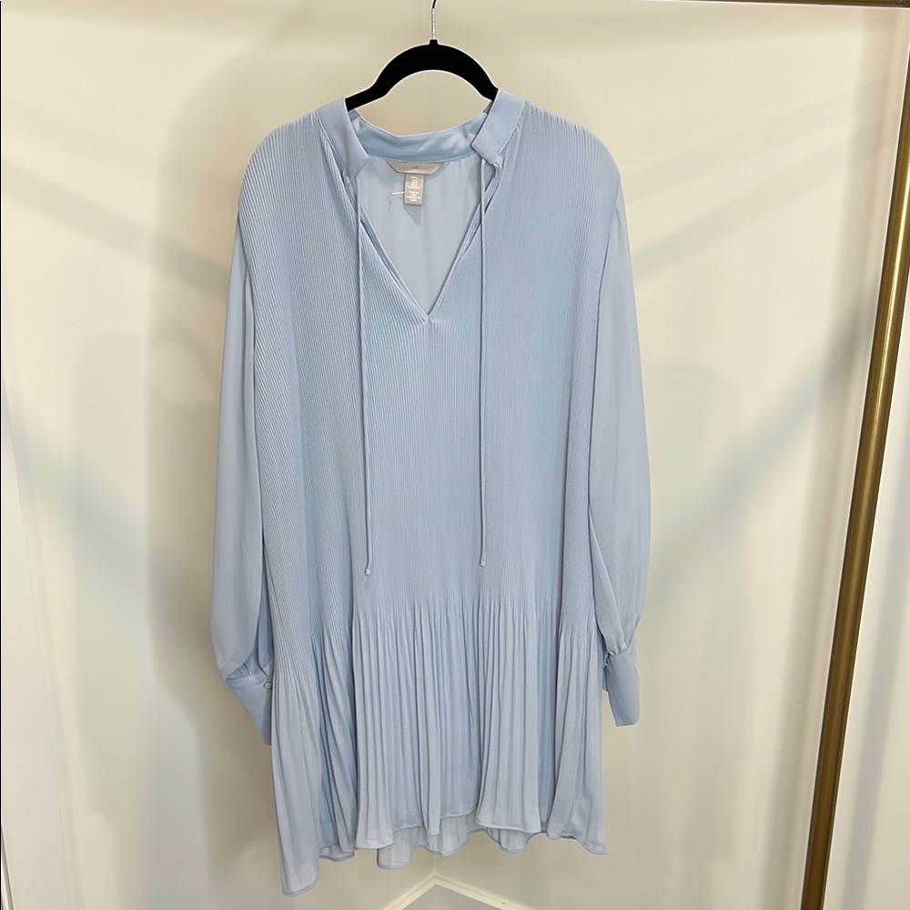 Light Blue Pleated Dress
